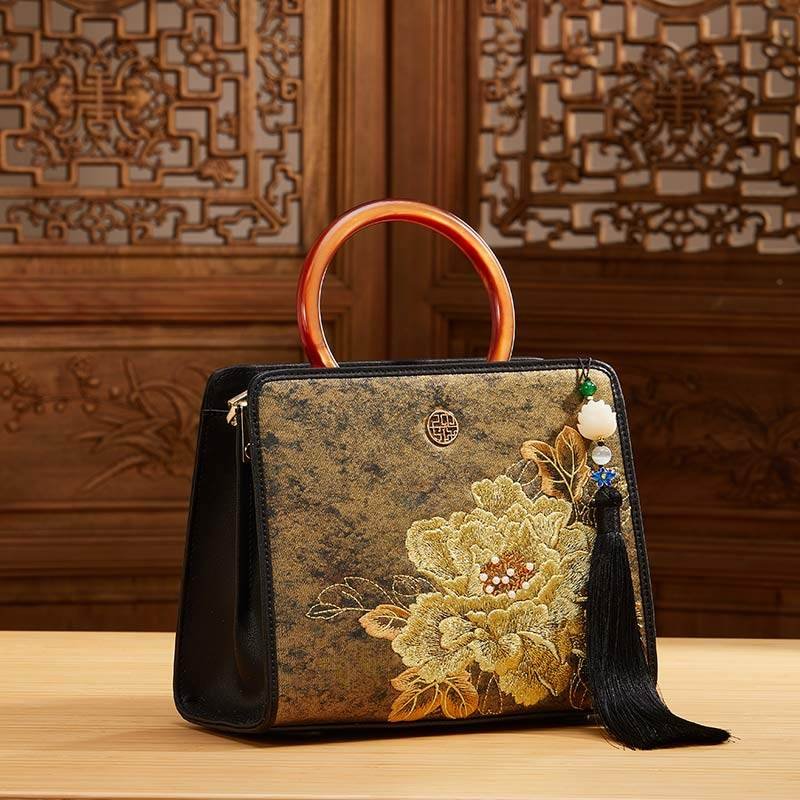 Embroidery Nishijin Weave Chinese Style Retro Handbag – Image 3