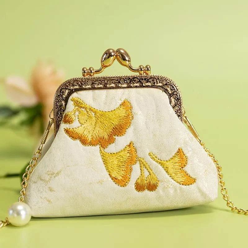 Embroidery Vintage Mini Coin Kiss Lock Purse Wallet - 画像 (4)