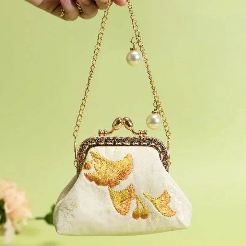 Embroidery Vintage Mini Coin Kiss Lock Purse Wallet - 画像 (5)