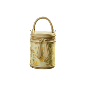 Song Brocade Leather Bucket Cylinder Bag