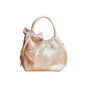 Brocade Jacquard Silk Powder Pink Phoenix Bucket Bag