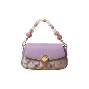 Brocade Jacquard Mulberry Silk Purple Chain Handbag