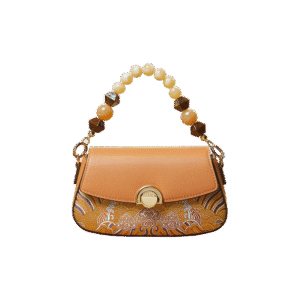 Brocade Mulberry Silk Brown Chain Mini Women Clutch Handbag